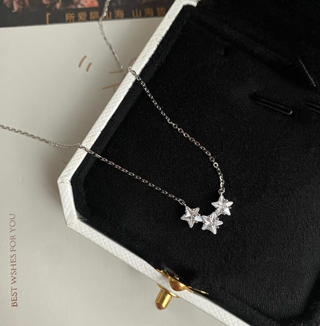 925 Sterling Silver Triple Star Necklace